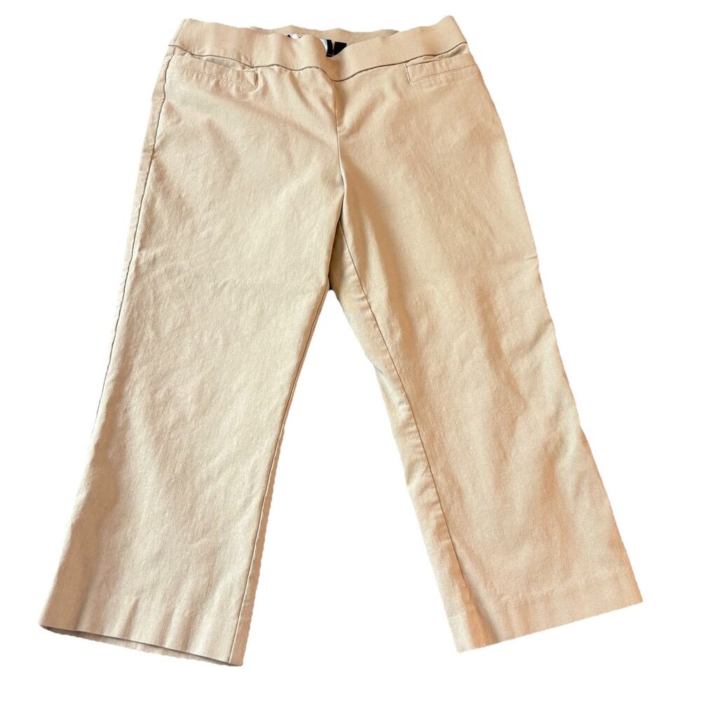 Briggs New York Women’s 10 Pull On Stretch Capris Beige Elastic Mid Rise Waist